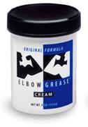 Elbow Grease Original Cream 4 Oz container with black lid and blue label displaying product name and logo.