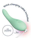 plusOne Petite Pelvic Wand Heated Vibrator with quick charging cable included for easy use.
