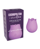 Cosmopolitan X plusOne Rose to the Top Vibe packaging and product design in purple.