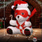 MS Holiday Bear White, plush huggable bear with Santa hat and playful accessories, perfect for festive cuddles.