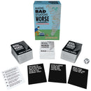 Making Bad Situations Worse Card Game featuring cards, dice, and box, perfect for fun party gatherings.