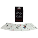 Strip Poker card game featuring humorous illustrations of strippers, playful design, and plastic-coated cards.