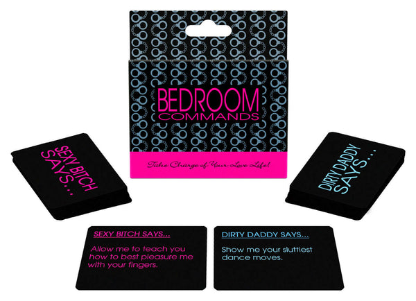 Bedroom Commands adult card game featuring two decks for fun and sexy love life activities.