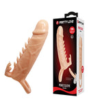 Pretty Love Emmitt 6.3 Inch Penis Sleeve Ivory in packaging, designed for enhanced pleasure and texture.