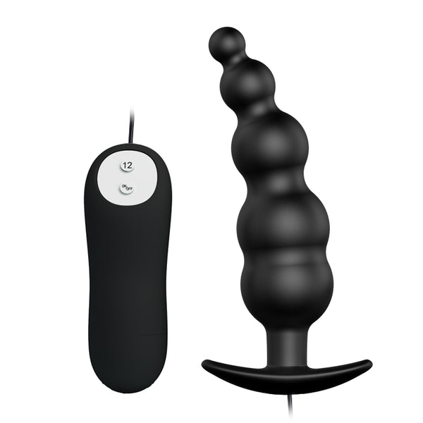 PRETTY LOVE VIBRATING BEAD BUTT PLUG BLACK-5
