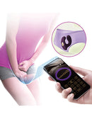 Pretty Love Billy Vibrating Dual Stimulator Purple shown in use with a mobile app for remote control.