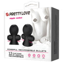 Pretty Love Rechargeable Nipple Suckers Black packaging showcasing powerful rechargeable bullets for nipple play.