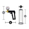Performance VX7 Vacuum Penis Pump with brass trigger and gauge, showing dimensions: 8.5in height, 5in width, 9in cylinder.