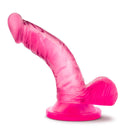 Naturally Yours 4 Inches Mini Cock Realistic Dildo Pink displayed on a white background, showcasing its lifelike detailing.