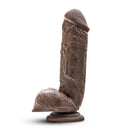 Dr Skin Mr D 8.5 Inches Dildo with Suction Cup Chocolate Brown displayed on a base, realistic and lifelike design.
