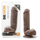 Dr Skin Mr D 8.5 Inches Dildo with Suction Cup Chocolate Brown in packaging on display.