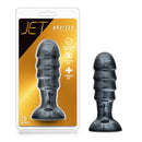 Jet Bruiser Carbon Metallic Black Butt Plug packaging featuring a sleek design and 7.5 inches size.