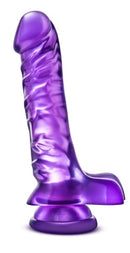 B Yours Basic 8 Purple Magnum Dong, a realistic purple dildo with lifelike details and attached balls.