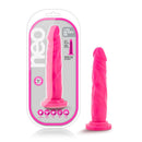 Neo 7.5 Inches Dual Density Cock Neon Pink in packaging, showcasing its realistic design and vibrant color.