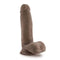 Au Naturel 7 inch Sensa Feel realistic dildo in chocolate brown with suction cup base for versatile use