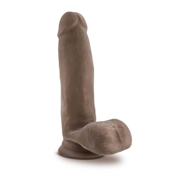 Au Naturel 7 inch Sensa Feel realistic dildo in chocolate brown with suction cup base for versatile use