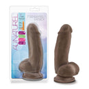 Au Naturel Sensa Feel Fat Boy Dildo 7 inch Chocolate displayed in packaging, showcasing realistic design and dual-density technology.
