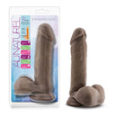 Au Naturel 8 inches Sensa Feel Chocolate Brown Dildo in packaging, showcasing realistic design and soft texture.