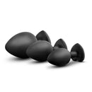 Luxe Bling Plugs Training Kit Black with Rainbow Gems featuring multiple sizes of sleek black plugs