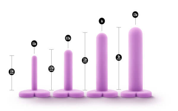 Wellness Dilator Kit Purple from Blush Novelties with 4 progressive sizes for comfortable vaginal dilator therapy.