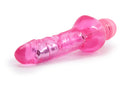 Naturally Yours Mr Right Now Vibrating Dildo 6.5 inch Pink on a white background, showcasing its realistic shape and design.