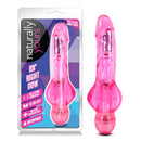 Naturally Yours Mr Right Now Vibrating Dildo 6.5 inch Pink in packaging, showcasing its realistic design and features.