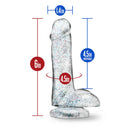 Naturally Yours 6 inches Glitter Cock Sparkling Clear Dildo dimensions with 6 inches total length and 4.5 inches insertable.