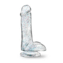 Naturally Yours 6 inches Glitter Cock Sparkling Clear Dildo showcasing its shimmering crystal-like appearance and vibrant glitter.