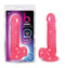Blush Novelties B Yours Sweet N Hard 4 realistic pink dildo with suction cup base, featuring lifelike details and packaging.