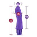 Luxe Marco Purple Realistic Vibrator showcasing its dimensions: 7.75in total length, 6.25in insertable, 2in width.
