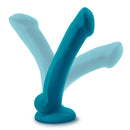 Temptasia Reina Teal Blue G-Spot Dildo, a curved silicone dildo designed for G-spot and prostate stimulation.