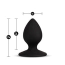 Temptasia Slut Butt Plug Black dimensions: 2.5in height, 1.4in width, 2in base.