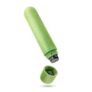 Gaia Eco Bullet Vibrator Green by Blush Novelties showing the eco-friendly design and battery compartment.