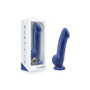 Avant D8 Ergo Indigo dildo in packaging and standalone, featuring dual-density technology and lifelike design.