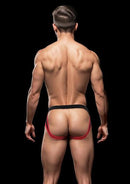 Model wearing Envy Sport Mesh Jock Black S M from the back, showcasing the breathable mesh and stylish design.