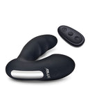 Blue Line Vibrating Prostate Prober with Remote Black next to remote control.
