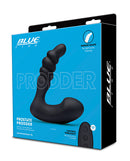 Blue Line Vibrating Prostate Prodder with Remote Black packaging showcasing the unique shape for effective prostate stimulation.