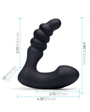 Blue Line Vibrating Prostate Prodder with Remote Black, a dual-motor prostate massager with ribbed shaft.