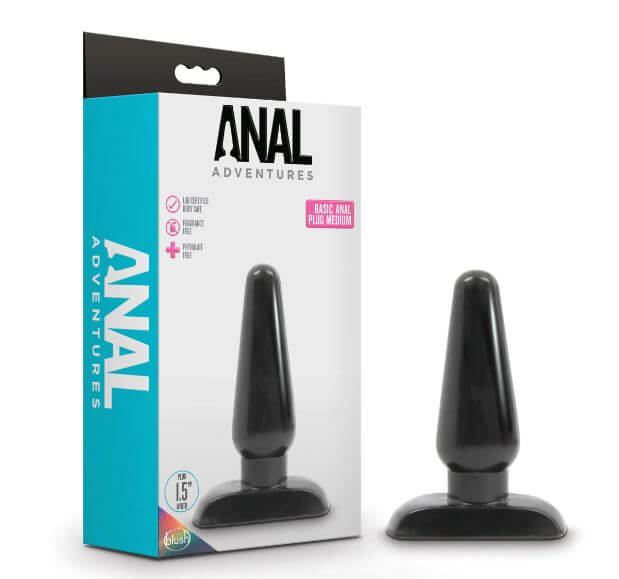 ANAL ADVENTURES BASIC ANAL PLUG - MEDIUM - BLACK-0