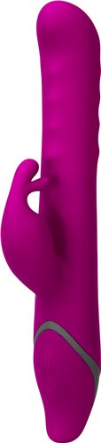 Commotion Samba Raspberry Pink Rabbit Vibrator designed for dynamic motion and powerful vibration.