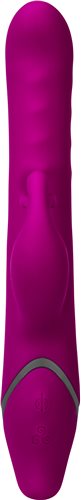 Commotion Samba Raspberry Pink Rabbit Vibrator showcasing its smooth design and vibrant color for intimate pleasure.