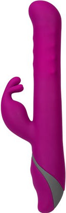 Commotion Samba Raspberry Pink Rabbit Vibrator showcasing its dynamic design and vibrant color.