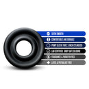 Performance Silicone Pump Sleeve Large Black displayed with features like satin smooth, comfortable, and durable design.