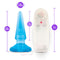 Blush Novelties B Yours Anal Pleaser blue vibrating butt plug with controller, 4.25-inch, beginner-friendly anal toy dimensions