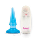 Blush Novelties B Yours Anal Pleaser in blue with remote control, a 4.25-inch vibrating butt plug perfect for beginners exploring anal play