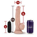 Dr Skin Dr Jay 8.75 inches Vibrating Cock with Suction Cup Vanilla next to a soda can for size comparison.