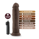 Dr Skin Dr Throb 9.5 Inches Vibrating Realistic Cock Brown with features and controller in a sleek design.