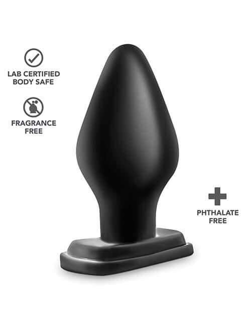 Anal Adventures XXL Butt Plug in black, body safe, fragrance free, phthalate free, tapered for easy insertion.