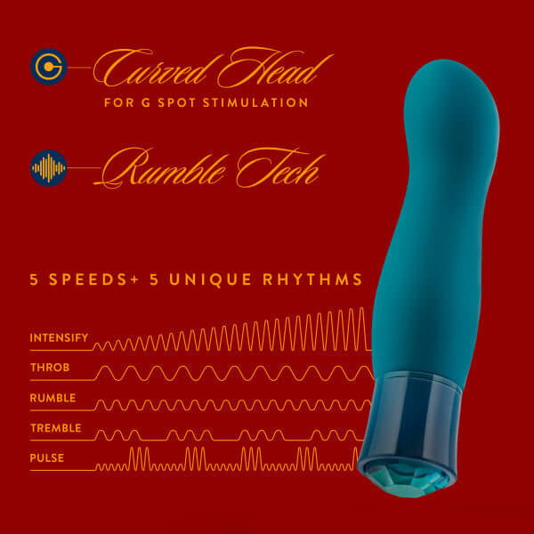Curved G-Spot vibrator with 5 speeds and unique rhythms for enhanced stimulation.