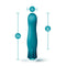 Measurements of Oh My Gem Fierce Blue Topaz Rechargeable Vibrator: 5.5in long, 1in wide, 4in insertable.